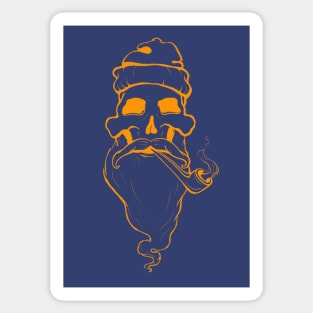 Blue and Orange Mustache Skull Sticker